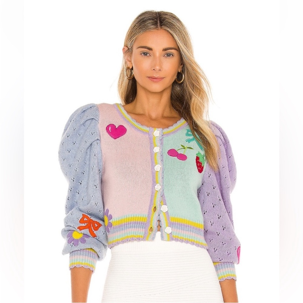 LoveShackFancy Vesper Cropped Cardigan Macaroon Party Multi